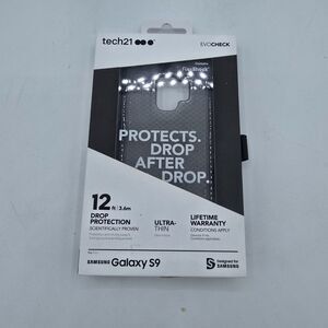 Tech21 Evo Luxe Hard Snap Case Cover Vegan Leather for Samsung Galaxy S9 Black